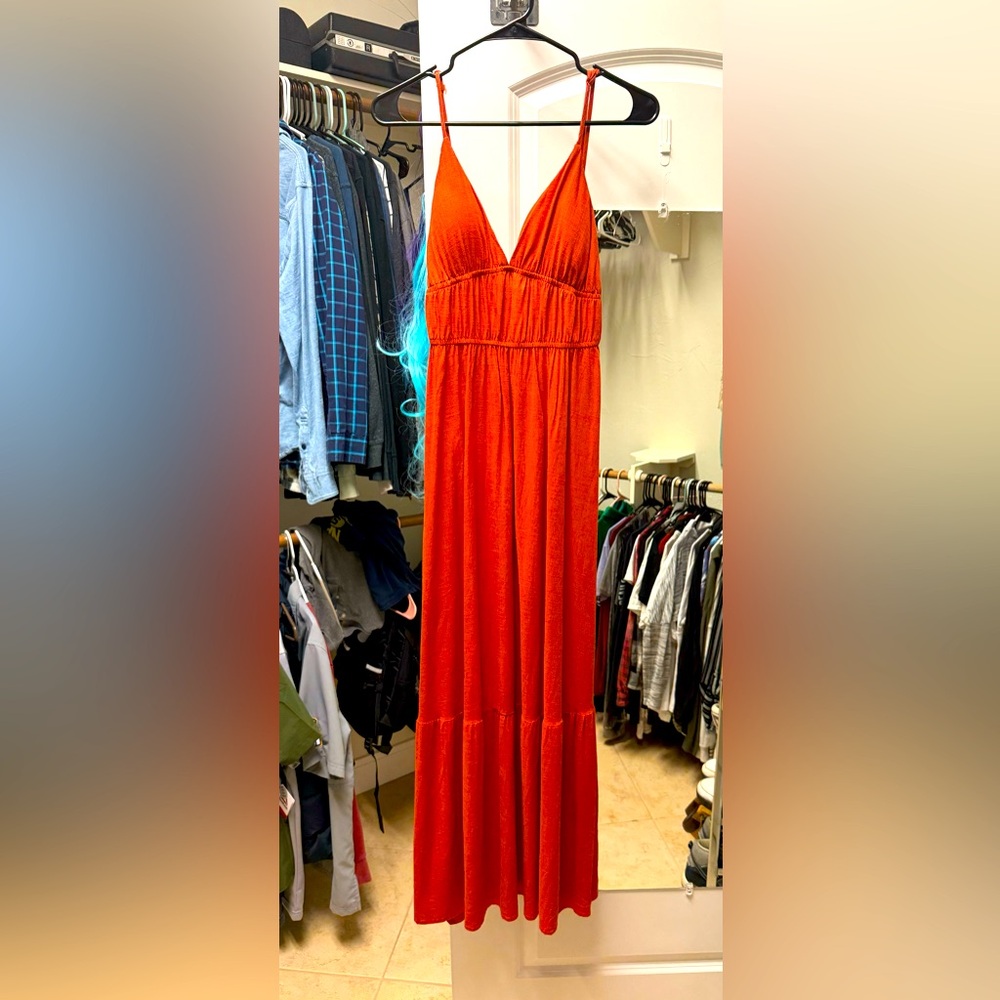 Burnt Orange Strappy Maxi Dress